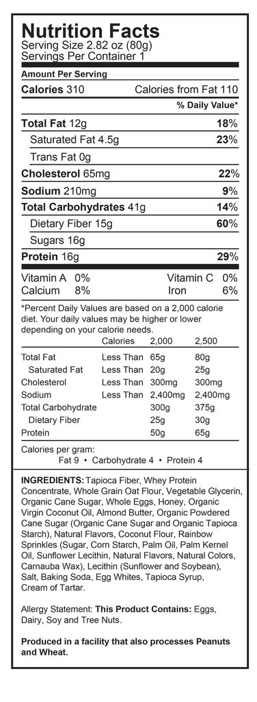 Birthday Cake Protein Cookie Nutrition Facts