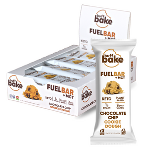 Buff Bake Chocolate Chip Cookie Dough Keto Fuel Bar. Single Bar + Box of 12